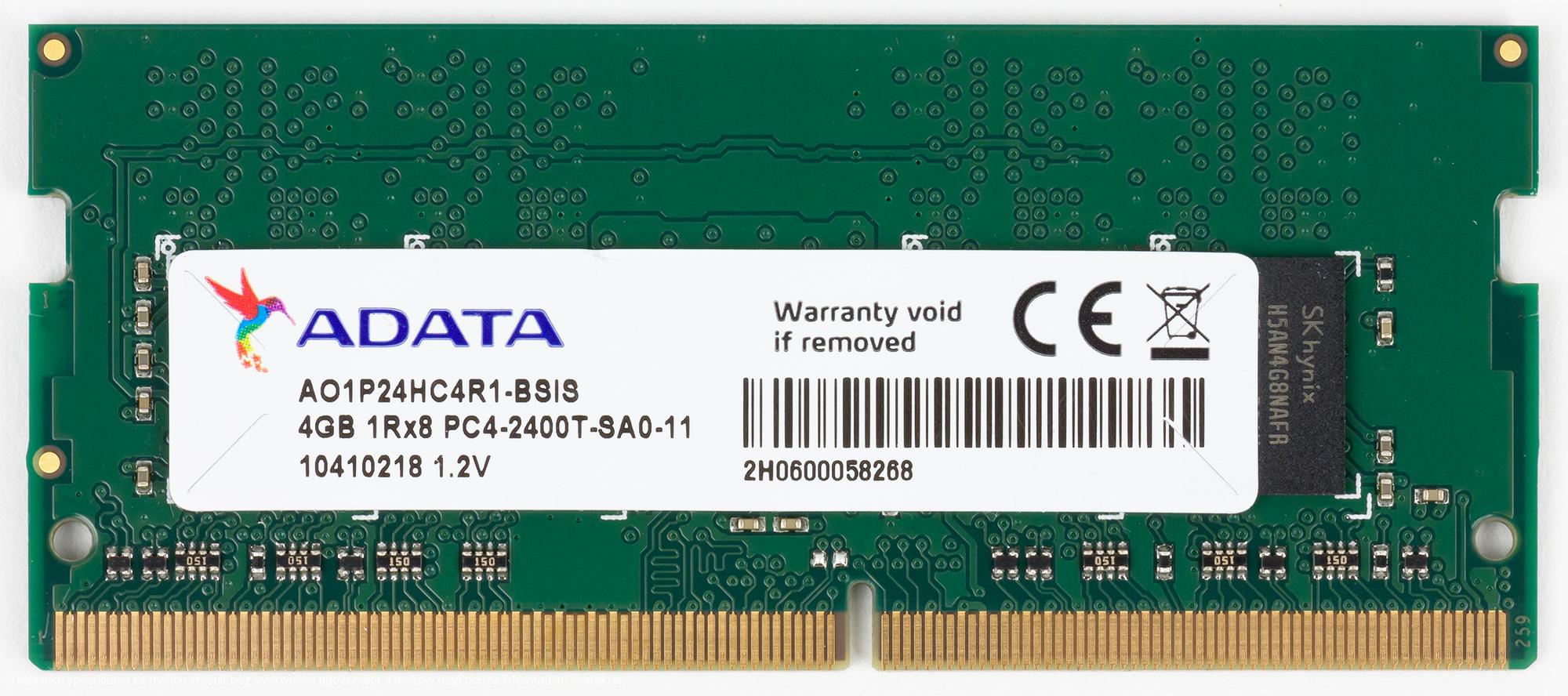 ADATA SODIMM DDR4 4GB 2400MHz CL17 AO1P24HC4R1-BSIS