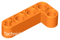 32140 Orange Technic, Liftarm, Modified Bent Thick L-Shape 2 x 4