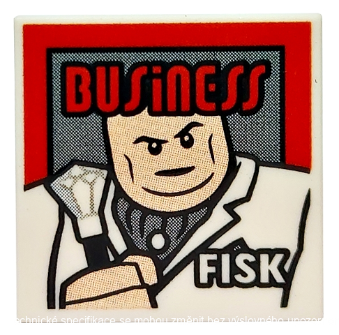 3068bpb1723 White Tile 2 x 2 with Groove with Magazine 'BUSinESS' and 'FISK'