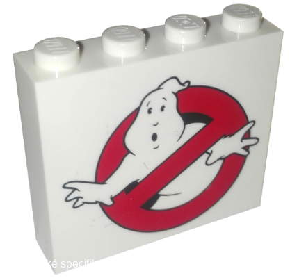 49311pb13 White Brick 1 x 4 x 3 with Ghostbusters Logo Pattern