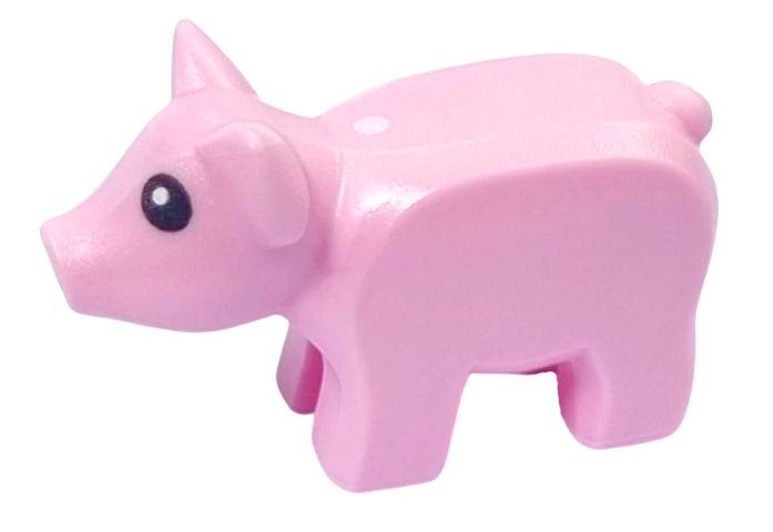 1410pb01 Bright Pink Piglet with Black Eyes and White Pupils Pattern