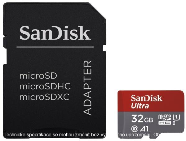 SANDISK microSDHC 32GB ULTRA Class 10 UHS-I + adapter SD SDSQUAR-032G-GN6MA