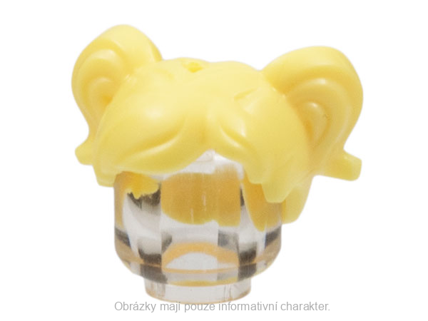 35701 Bright Light Yellow Hair Short, Parted with Two Pigtails