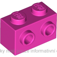 11211 Dark Pink Brick, Modified 1 x 2 with Studs on Side