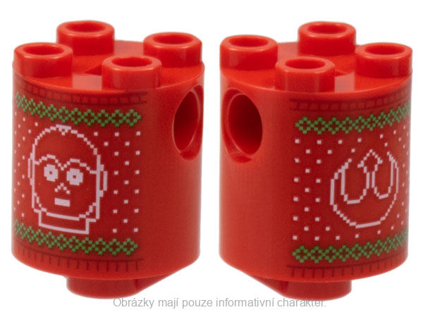 30361pb046 Red Brick, Round 2 x 2 x 2 Robot Body with Christmas Sweater