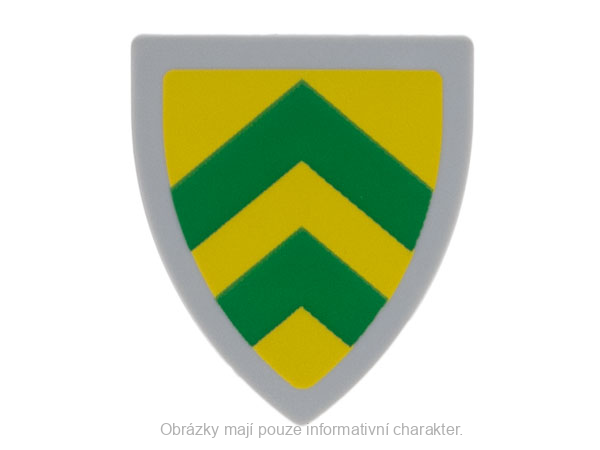 3846pb059 Light Bluish Gray Shield Triangular with Green Chevrons
