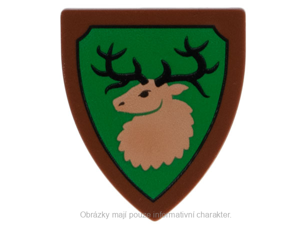 3846pb058 Reddish Brown Shield Triangular with Forestmen Elk / Deer Head