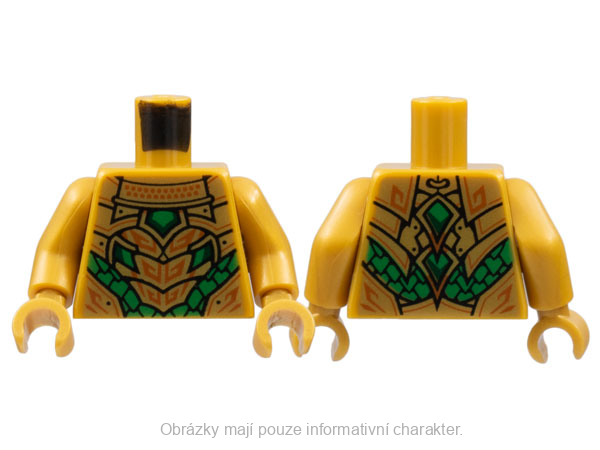 973pb4824c01 Pearl Gold Torso Plate Armor, Green Scales, Dark Orange Trim