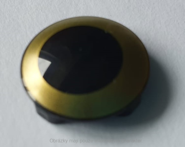 2654pb014 Black Plate, Round 2 x 2 with Rounded Bottom with Gold Circle Pattern