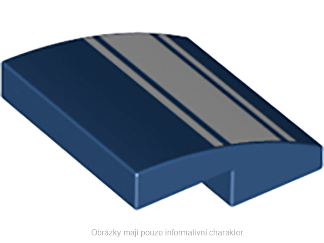 15068pb163 Dark Blue Slope, Curved 2 x 2 x 2/3 with Three White Stripes 