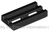 2412b Black Tile, Modified 1 x 2 Grille with Bottom Groove / Lip