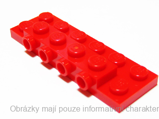 87609 Red Plate, Modified 2 x 6 x 2/3 with 4 Studs on Side