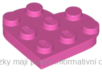 39613 Dark Pink Plate, Round 3 x 3 Heart