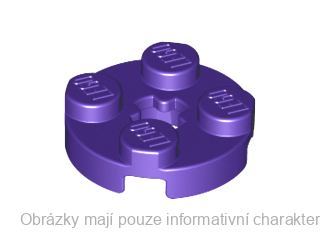 4032 Dark Purple Plate, Round 2 x 2 with Axle Hole