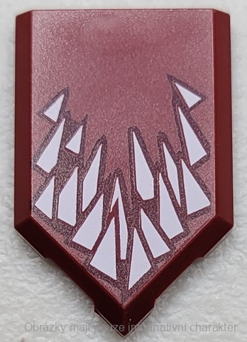 22385pb236 Dark Red Tile, Modified 2 x 3 Pentagonal with White Triangles