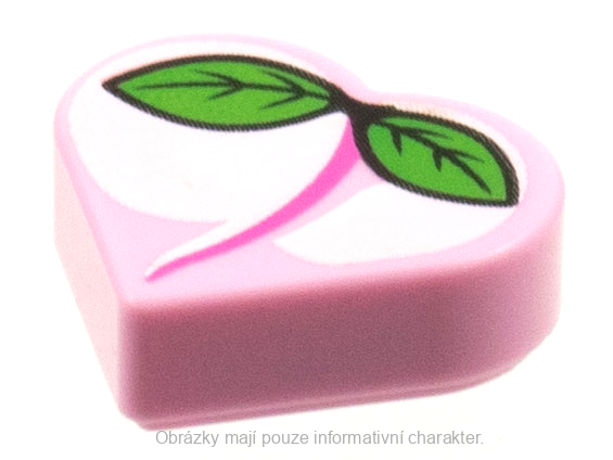 39739pb02 Bright Pink Tile, Round 1 x 1 Heart with Peach