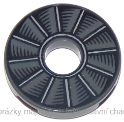 15535pb01 Dark Bluish Gray Tile, Round 2 x 2 with Hole with Rotor Blade