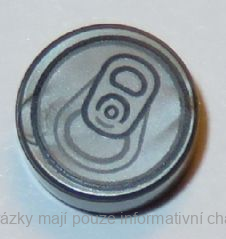 98138pb033 Flat Silver Tile, Round 1 x 1 with Soda Pop Can Top Pattern