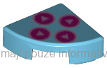 25269pb026 Medium Azure Tile, Round 1 x 1 Quarter with Magenta Buttons