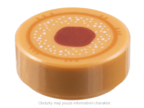98138pb057 Medium Nougat Tile, Round 1 x 1 with Dark Orange Circle