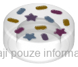 98138pb292 Trans-Clear Tile, Round 1 x 1 with Sprinkles and Stars