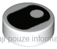 98138pb204 White Tile, Round 1 x 1 with Black Eye Squinting 