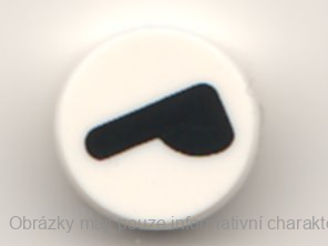 98138pb196 White Tile, Round 1 x 1 with Black Winking Eye