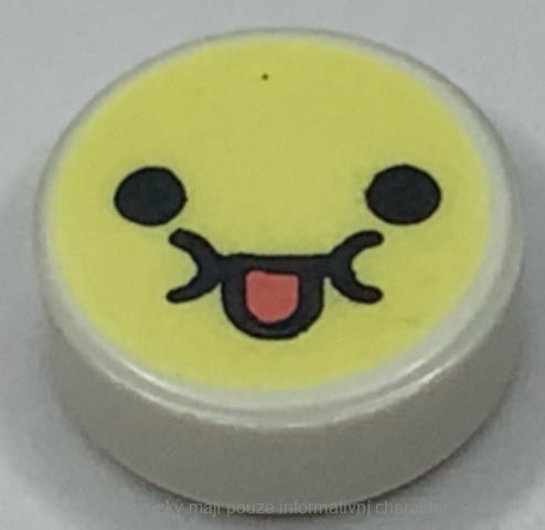 98138pb315 White Tile, Round 1 x 1 with Emoji