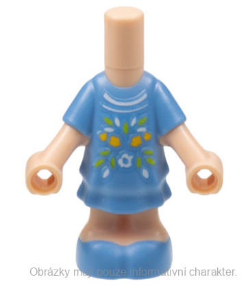 76808 Light Nougat Micro Doll, Body with Medium Blue Dress, Flowers and Leaves