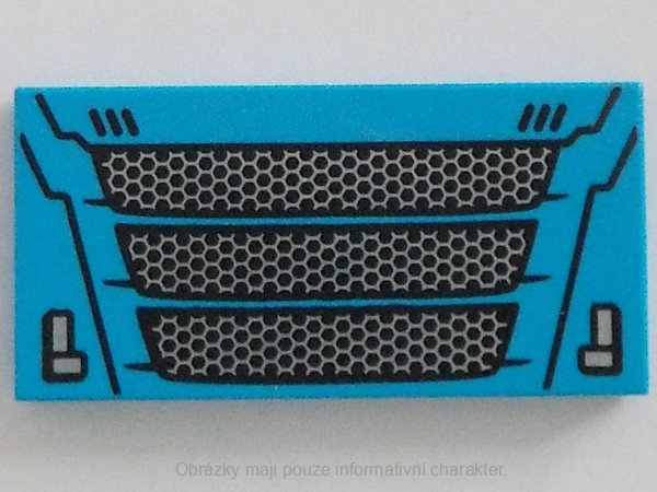 87079pb1090 Dark Azure Tile 2 x 4 with Car Front Grille