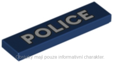 2431pb660 Dark Blue Tile 1 x 4 with White 'POLICE'