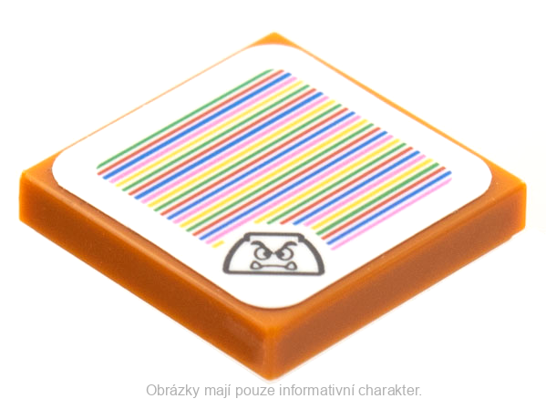 3068bpb1381 Dark Orange Tile 2 x 2 with Super Mario Scanner Code Goomba