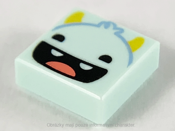 3070bpb207 Light Aqua Tile 1 x 1 with Groove with Smiling Monster Face