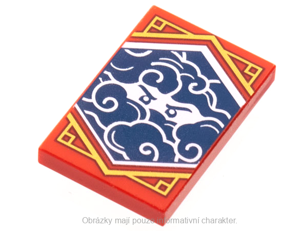 26603pb214 Red Tile 2 x 3 with White Stern Eyes (Ninjago Stealth Banner)