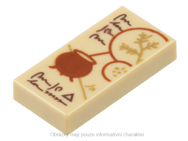 3069bpb0859 Tan Tile 1 x 2 with Groove with Dark Brown Text