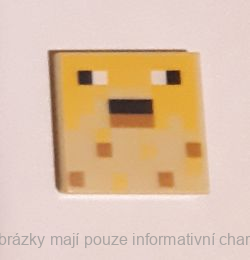 3068bpb1482 Tan Tile 2 x 2 with Groove with Pixelated Minecraft Pufferfish