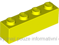 3010 Neon Yellow Brick 1 x 4