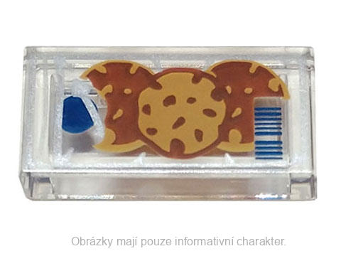 3069bpb1078 Trans-Clear Tile 1 x 2 with Blue Classic Space Logo