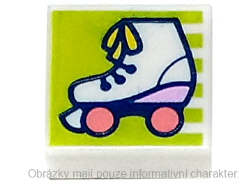 3070bpb238 White Tile 1 x 1 with Groove with Roller Skate