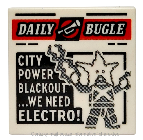 3068bpb1730 White Tile 2 x 2 with Groove with Newspaper 'DAILY BUGLE'