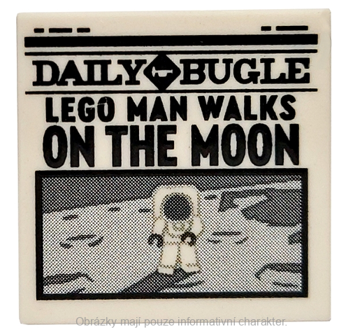 3068bpb1721 White Tile 2 x 2 with Groove with Newspaper 'DAILY BUGLE'