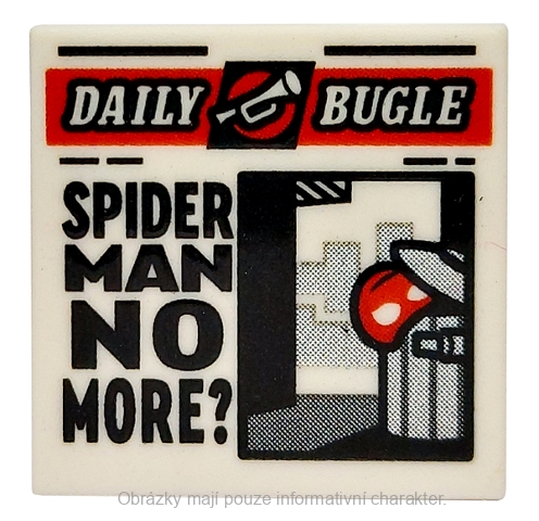 3068bpb1725 White Tile 2 x 2 with Groove with Newspaper 'DAILY BUGLE'