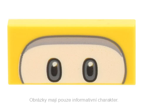 3069bpb1034 Yellow Tile 1 x 2 with Groove with Dark Bluish Gray Eyes