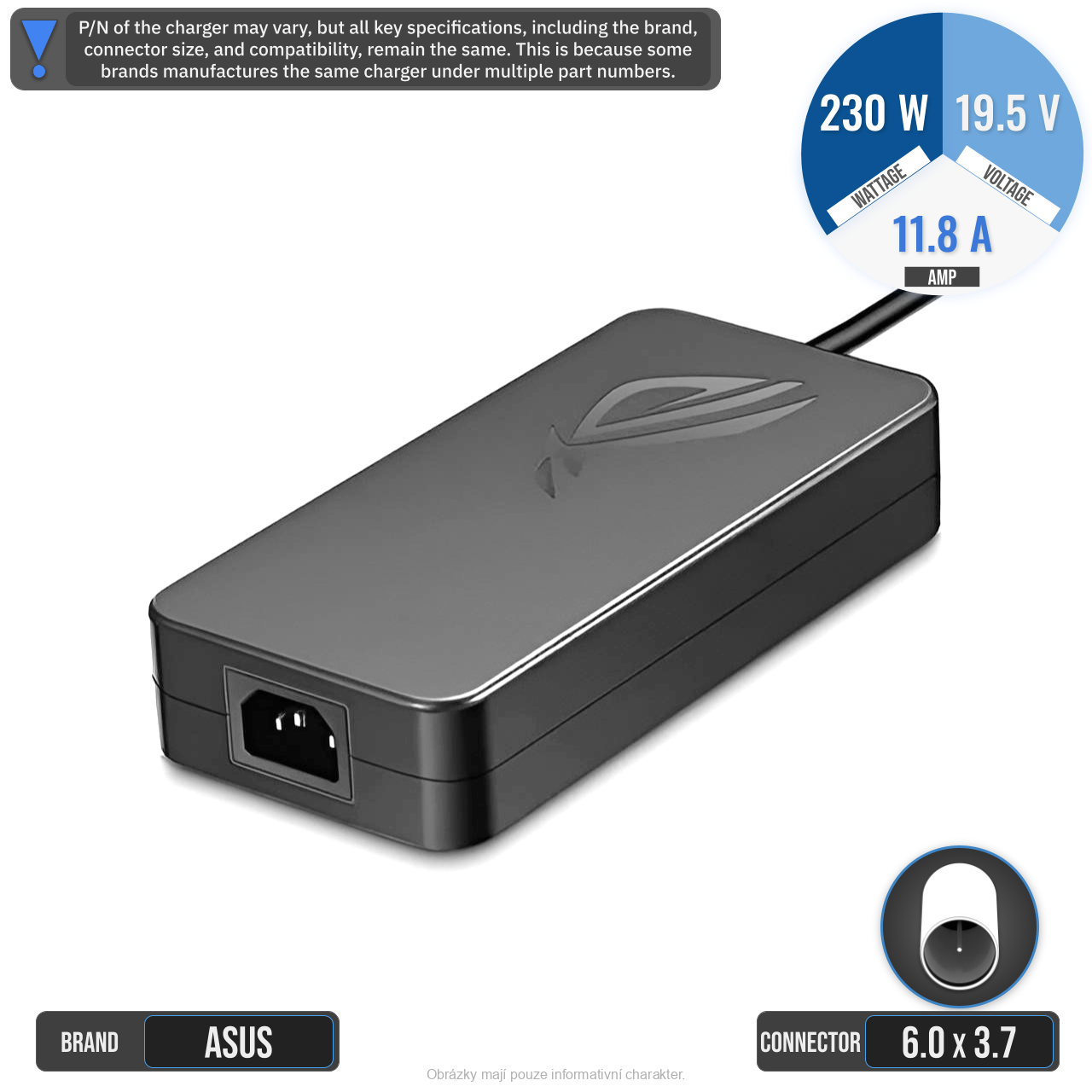 Originální 230W AC Adaptér Asus ADP-230GB B (6x3,7mm) - 11,8A - lehce škráblý