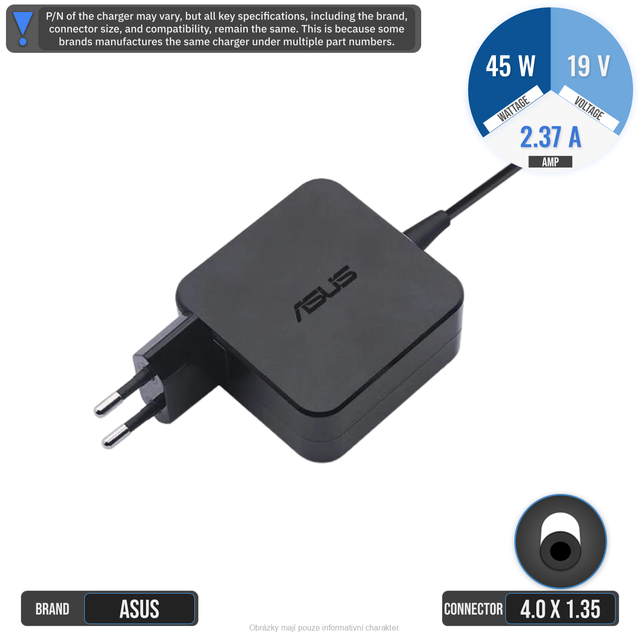Originální 45W AC Adaptér Asus ADP-45BW C 19V 2,37A (4x1,35mm)
