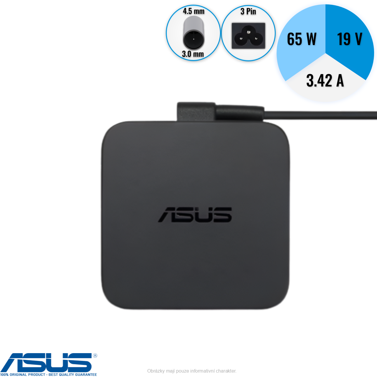 Originální 65W AC Adaptér Asus PA-1650-48 (4,5x3,0mm) 3,42A - lehce škráblý