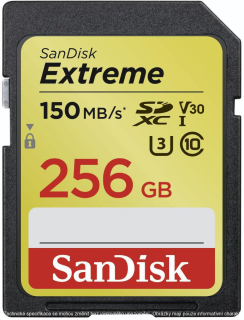 SanDisk Extreme SDXC 256GB 150MB/s C10 V30 UHS-I U3 (183526)