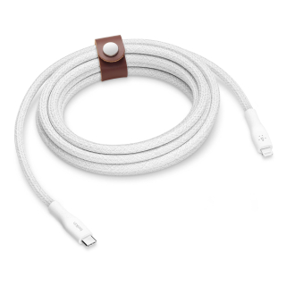 USB-C kabel s Lightning konektorem Belkin BOOST CHARGE + řemínek (3m) - BÍLÝ