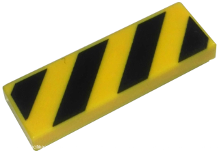 63864pb128 Yellow Tile 1 x 3 with Black Danger Stripes Pattern