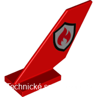 6239pb108 Red Tail Shuttle with Red and Silver Fire Logo Pattern on Both Sides